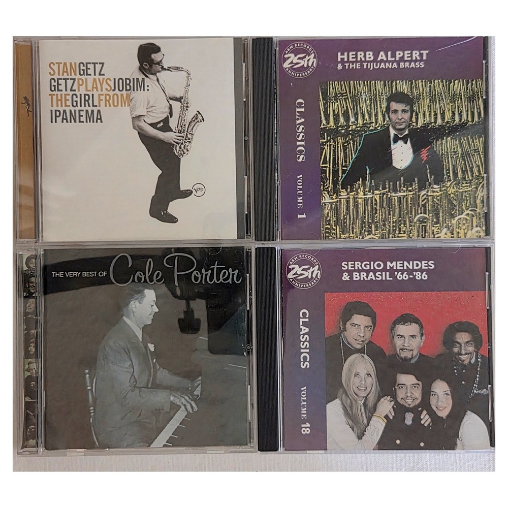 Stan Getz Plays Jobim CD Lot Herb Alpert Sergio Mendes Cole Porter 4 Disc Set